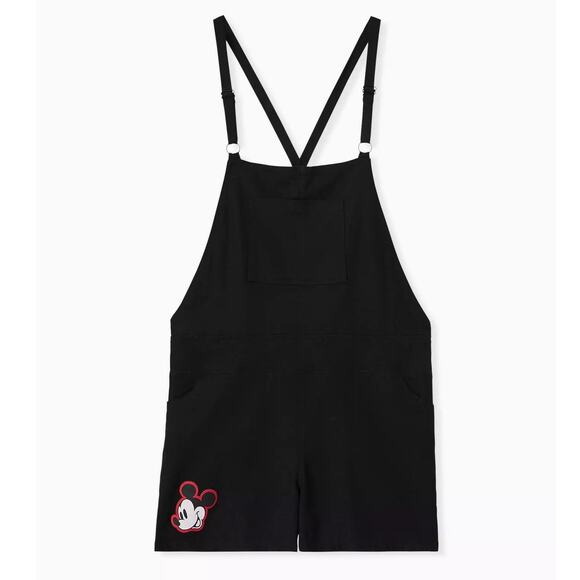 Torrid 2 (2X 18/20) Disney Stretch Linen 3" Inseam Mickey Mouse Shortall Overall - Picture 1 of 4